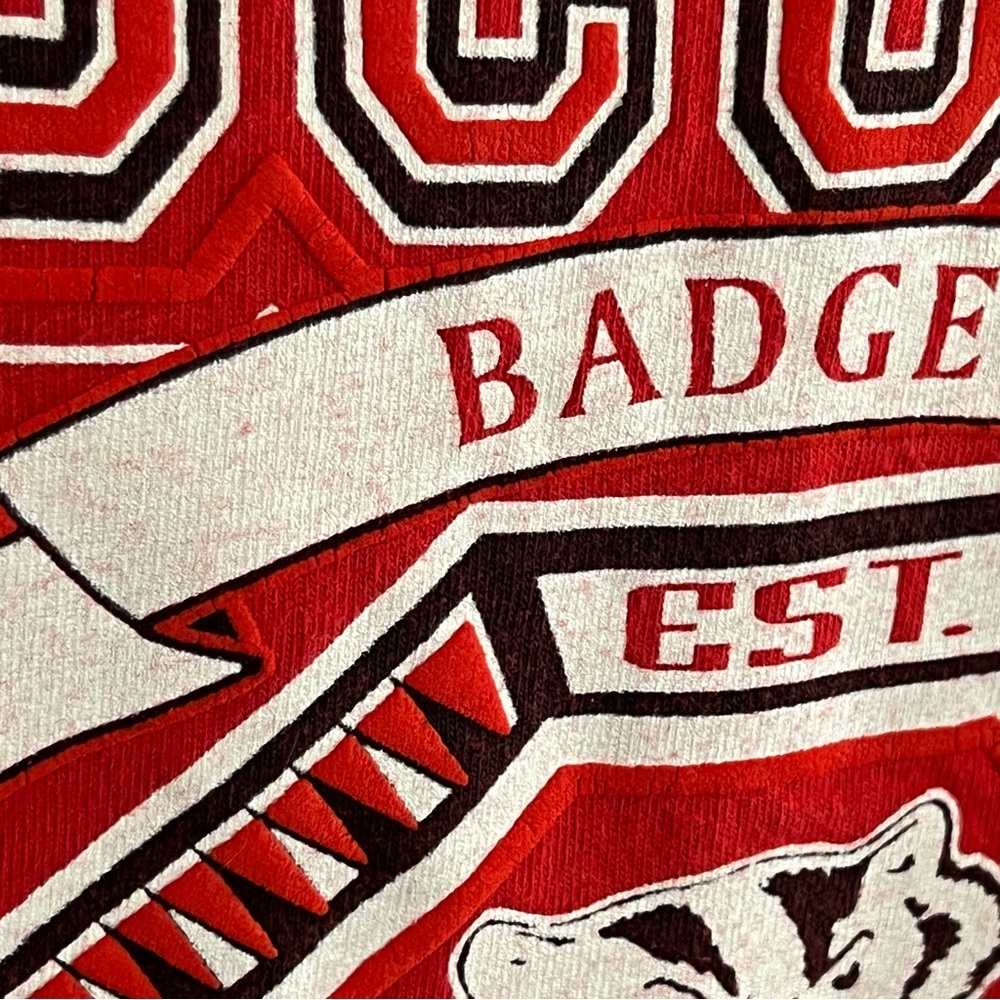 Vintage 90s Midwest Embroidery Wisconsin Badgers Bucky Shirt Large Single Stitch - Picture 4 of 13